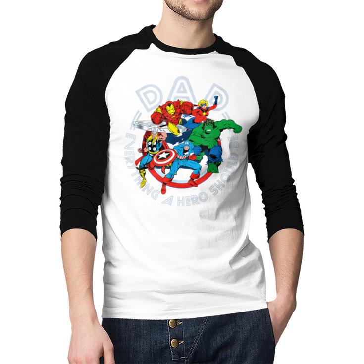 Marvel Comics Retro Classic Father's Day Avengers Hero Dad Men Baseball Raglan Shirt