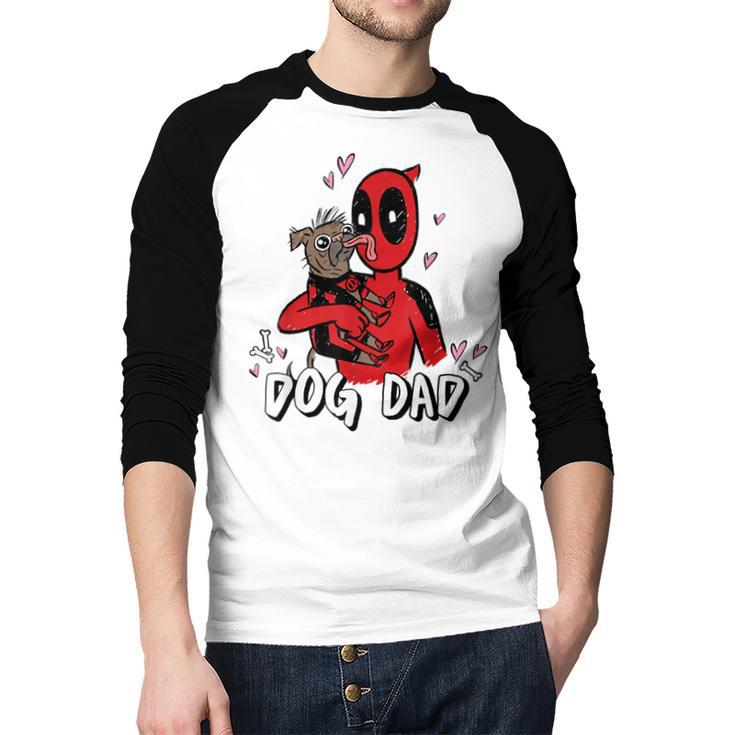 Marvel Super Heroes Pets Deadpool Loves Dogpool Dog Dad Men Baseball Raglan Shirt