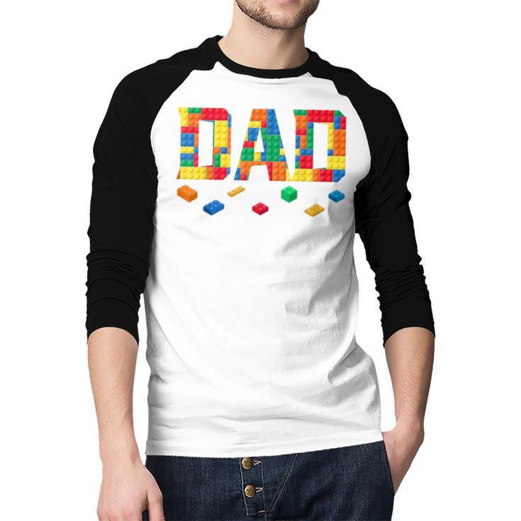 Master Builder Dad Birthday Boy Building Bricks Blocks Daddy Men Baseball Raglan Shirt