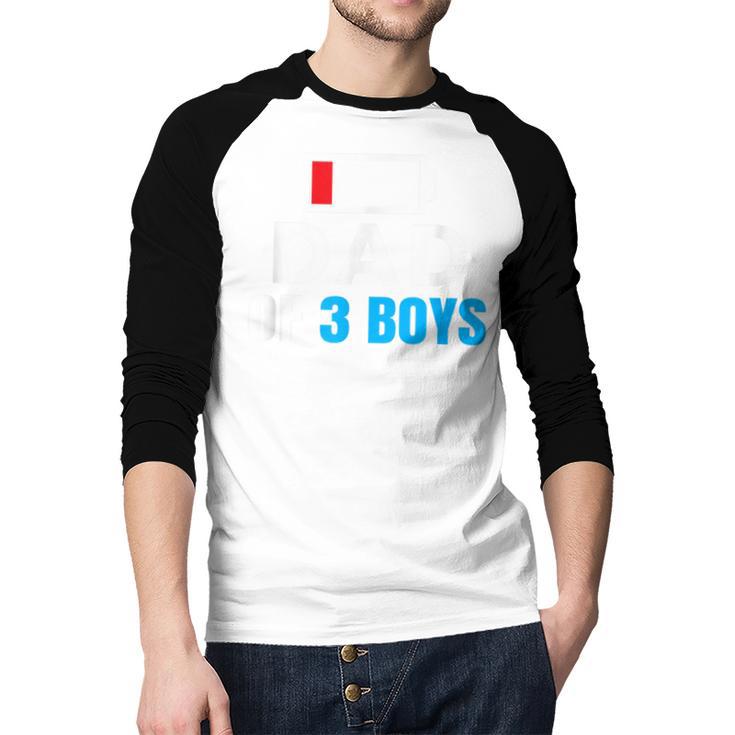 Matching Father's Day Low Battery Dad Of 3 Boys Men Baseball Raglan Shirt