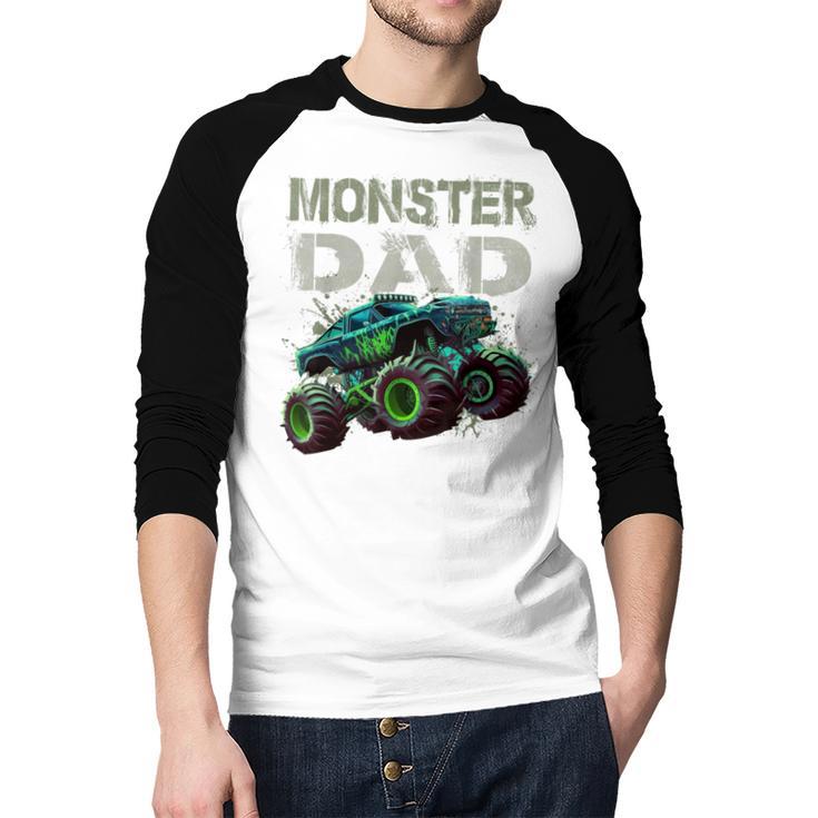 Monster Truck Dad Family Matching Monster Truck Lovers Men Baseball Raglan Shirt