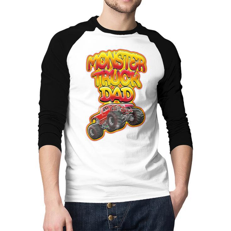 Monster Truck Dad Hot Red Graffiti Style Men Baseball Raglan Shirt