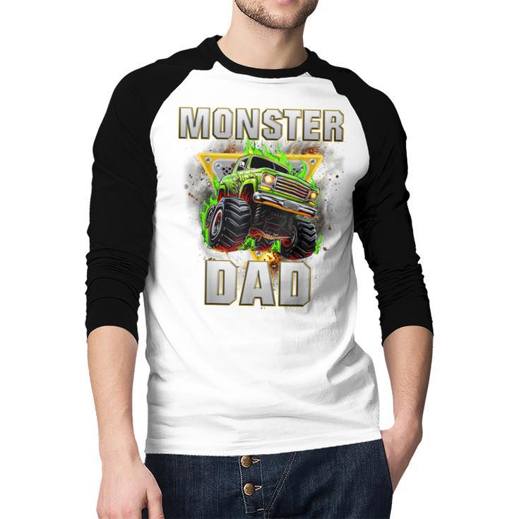 Monster Truck Dad Monster Truck Are My Jam Adults Kids Men Baseball Raglan Shirt