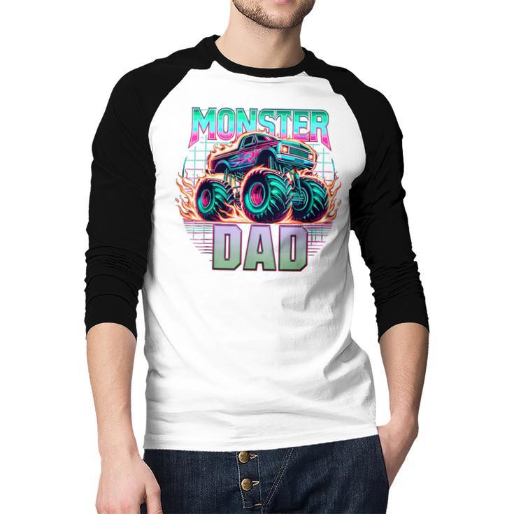 Monster Truck Dad Monster Truck Are My Jam Truck Lovers Men Baseball Raglan Shirt