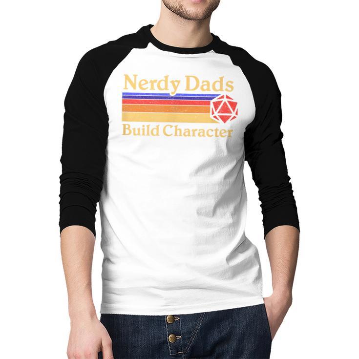Nerdy Dads Dice For Tabletop RPG New Father Men Baseball Raglan Shirt