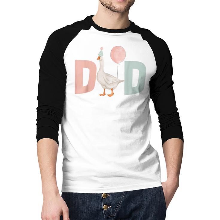 One Silly Goose Dad 1st First Birthday Family Matching Party Men Baseball Raglan Shirt