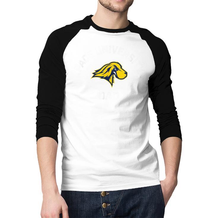 Pace University Setters Arched Dad Men Baseball Raglan Shirt