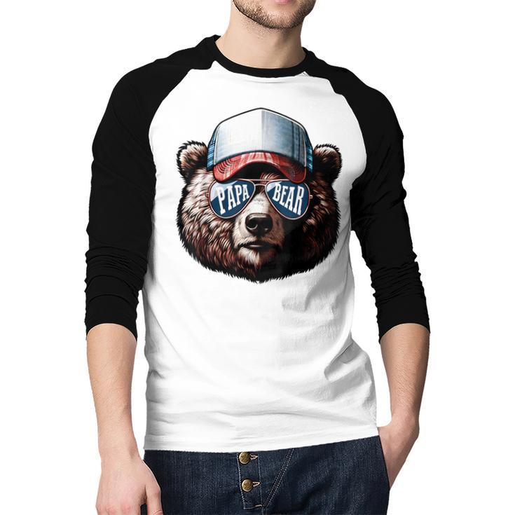 Papa Bear Face Cool Dad Style Retro Fathers Day Daddy Bear Men Baseball Raglan Shirt Papa Bear Face Cool Dad Style Retro Fathers Day Daddy Bear Men Baseball Raglan Shirt