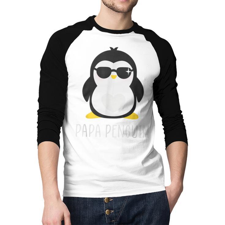 Penguin Papa Father's & Cute Dad Men Baseball Raglan Shirt Penguin Papa Father's & Cute Dad Men Baseball Raglan Shirt