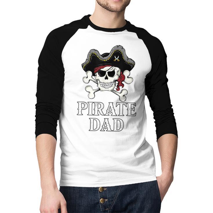 Pirate Father Pirate Dad Halloween Men Baseball Raglan Shirt