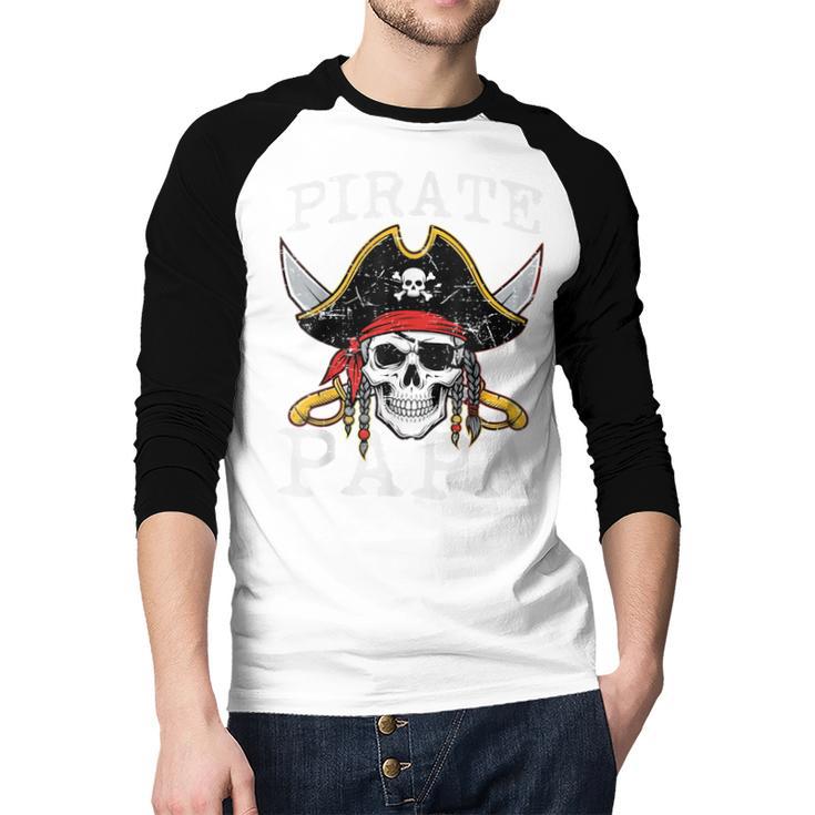 Pirate Papa Skull Family Matching Costume Dad Grandpa Men Men Baseball Raglan Shirt