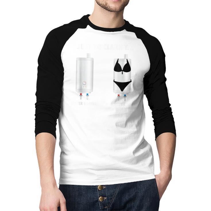 Plumber Hot Water Heater Plumbing Dad Joke Men Baseball Raglan Shirt