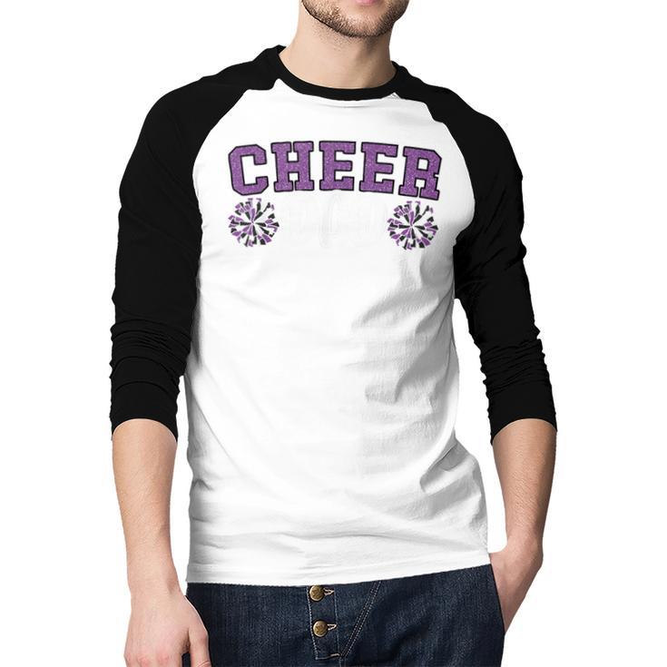 Proud Cheer Dad My Favorite Cheerleader Calls Me Dad Purple Men Baseball Raglan Shirt