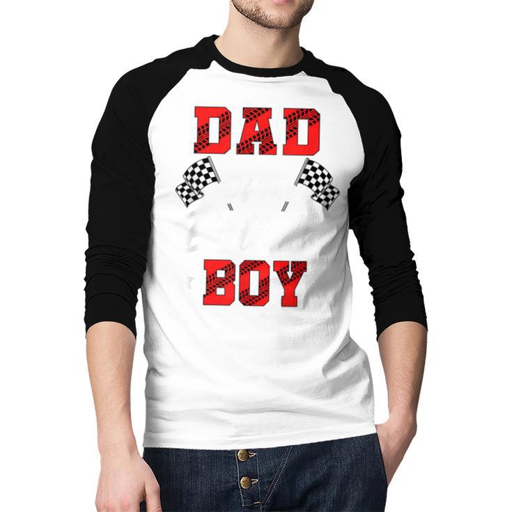 Race Car Dad Of The Birthday Boy Racing Family Pit Crew Men Baseball Raglan Shirt