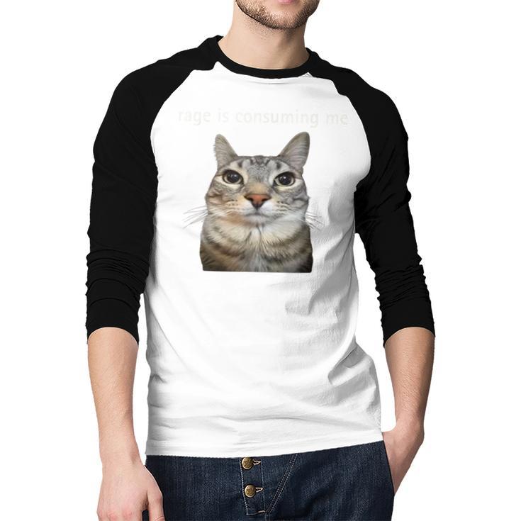 Rage Is Consuming Me Silly Staring Cat Meme Dad Mom Men Baseball Raglan Shirt Rage Is Consuming Me Silly Staring Cat Meme Dad Mom Men Baseball Raglan Shirt