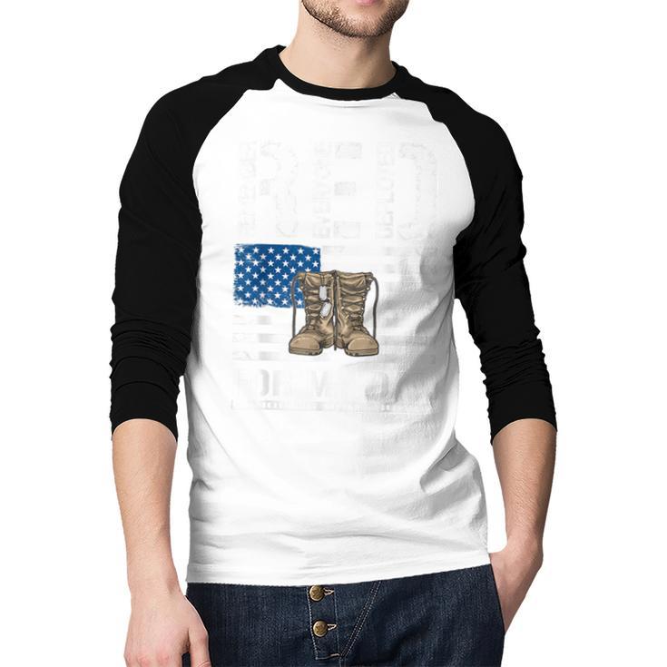 RED Friday For My Dad Military Veteran Deployed Men Baseball Raglan Shirt RED Friday For My Dad Military Veteran Deployed Men Baseball Raglan Shirt