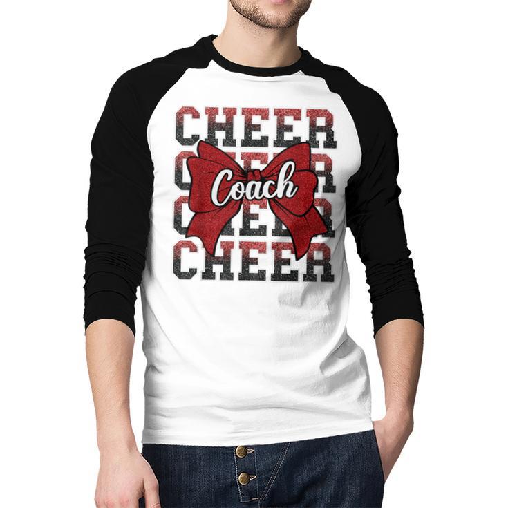 Red Sport Loud Proud Cheer Coach Dad Father's Day Men Baseball Raglan Shirt