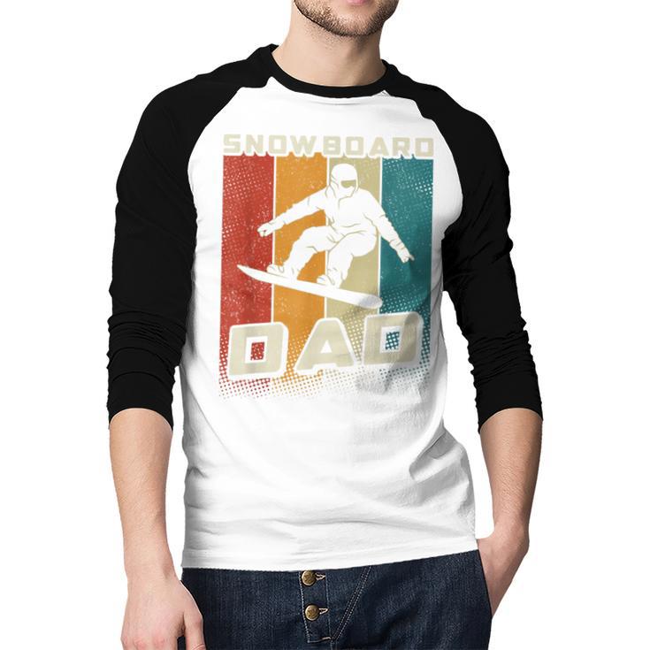 Retro Snowboard Dad Snowboarding Father Snowboarder Dad Men Baseball Raglan Shirt