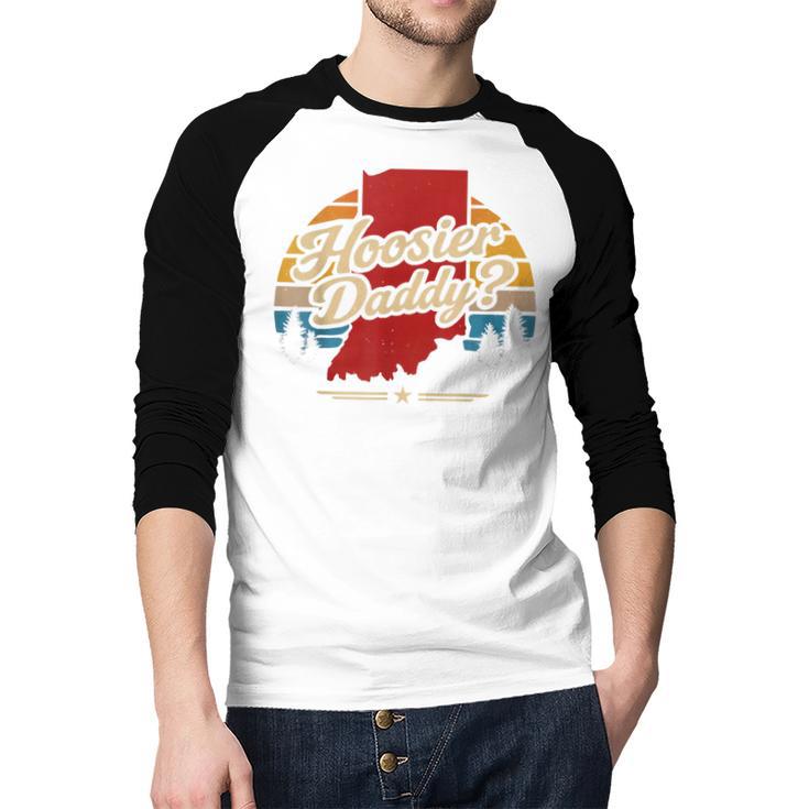 Retro Vintage US States Hoosier Daddy State Outline Desig Men Baseball Raglan Shirt