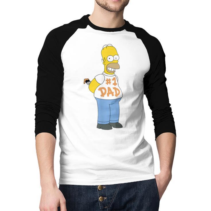 The Simpsons Homer Number 1 Dad Father's Day V2 Men Baseball Raglan Shirt