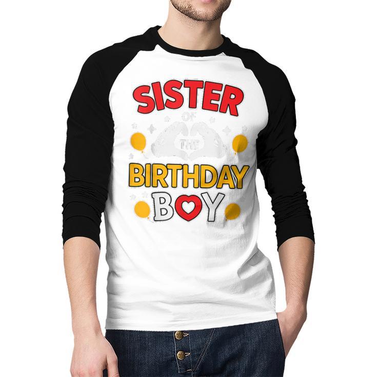 Sister Of The Birthday Boy Family Matching Dad Mom Men Baseball Raglan Shirt