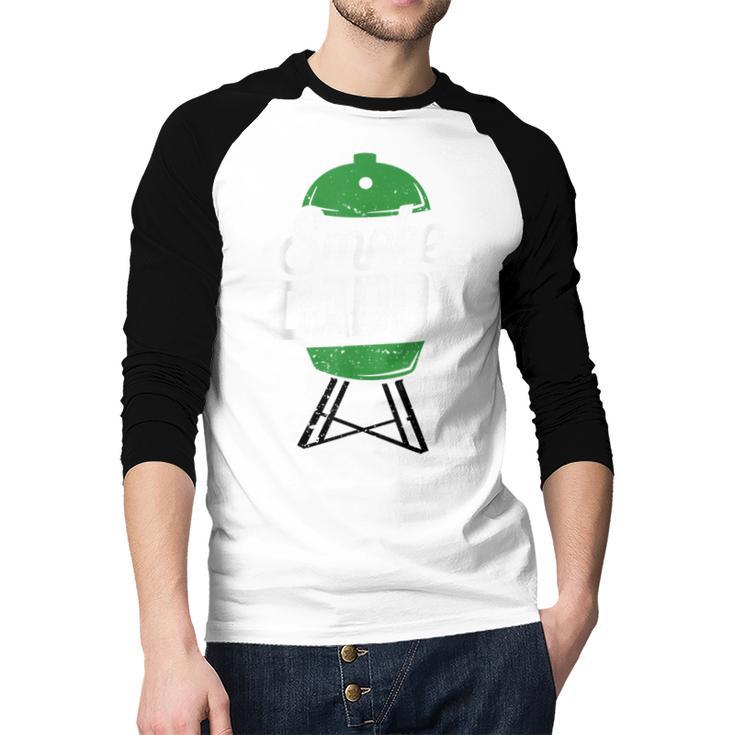 Smoke Daddy Green Egg Pitmaster Dad Tshirt BBQ Grill Men Baseball Raglan Shirt
