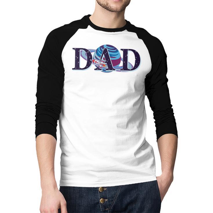 Space Dad Family Matching Mom Space Birthday Theme Party Men Baseball Raglan Shirt