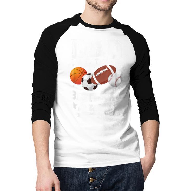 Sports Dad Of The Birthday Baller Sports Family Party Men Baseball Raglan Shirt