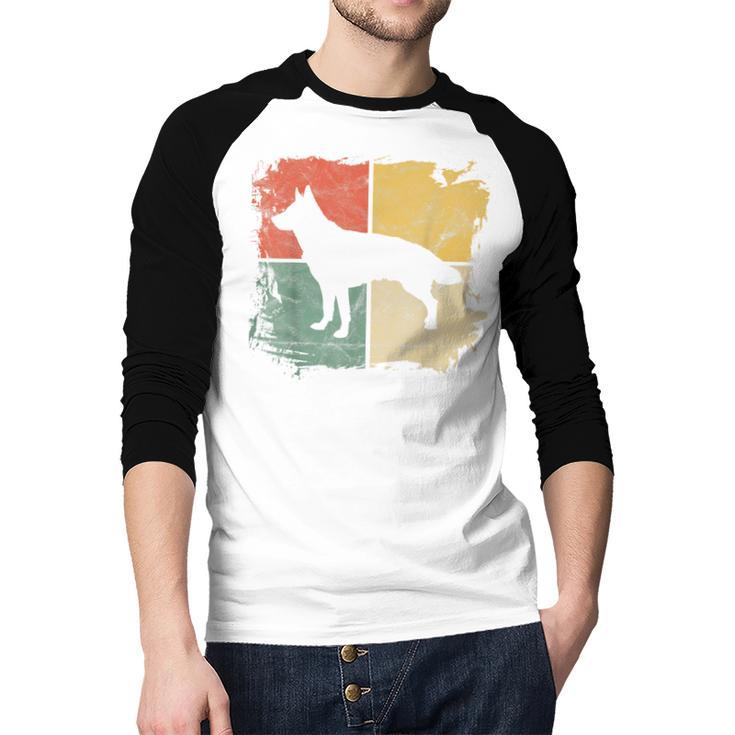 Square Retro German Shepherd Owner Dog Shepard Dad Mom Men Baseball Raglan Shirt