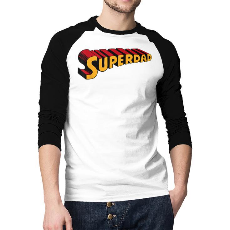 Super Dad Superdad Superhero Dad Men Baseball Raglan Shirt