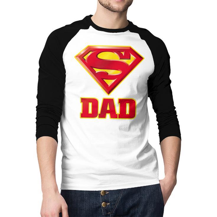 Superman Super Dad Men Baseball Raglan Shirt Superman Super Dad Men Baseball Raglan Shirt