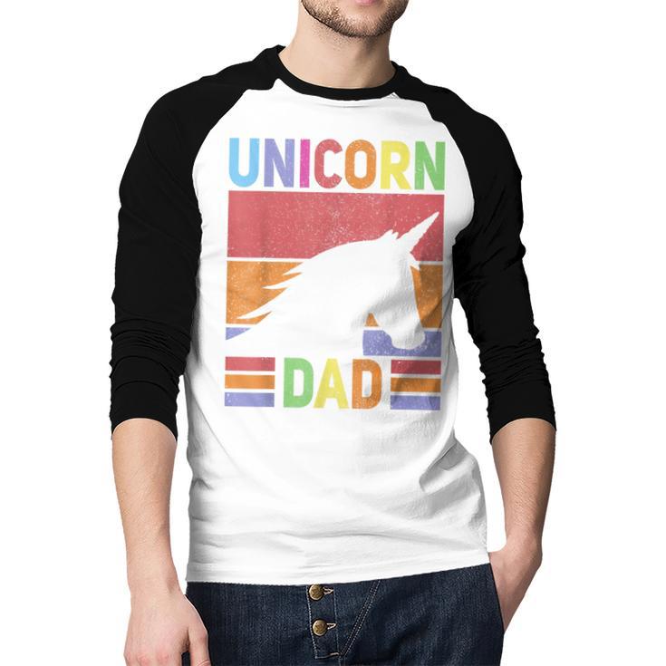 Unicorn Birthday Outfit Dad Unicorn Costume Bday Dad Unicorn Men Baseball Raglan Shirt