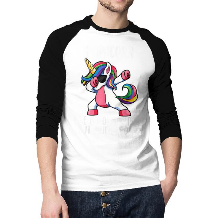 Unicorn Dad Girl Birthday Party Clothing Papacorn Men Baseball Raglan Shirt