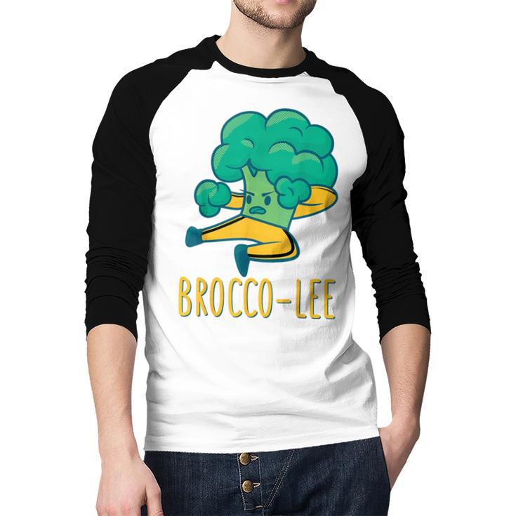 Vegetable Word Game Dad Joke Brocco-Lee Broccoli Men Baseball Raglan Shirt