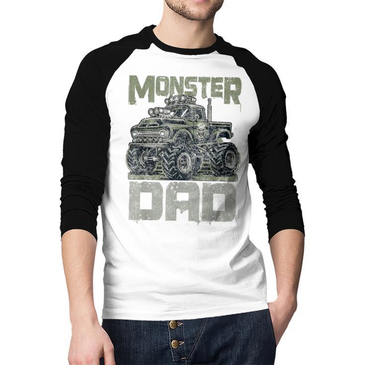Vintage Monster Truck Lover DAD Family Matching Birthday Men Baseball Raglan Shirt