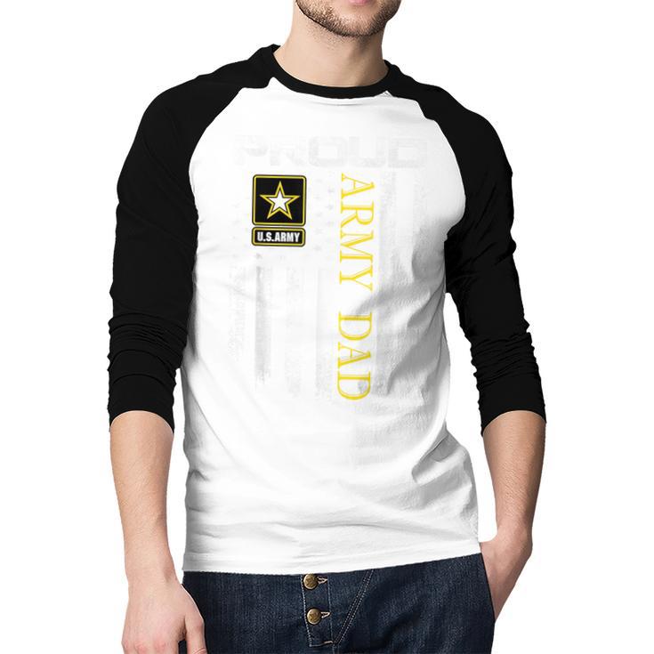 Vintage Proud Army Dad With American Flag Men Baseball Raglan Shirt