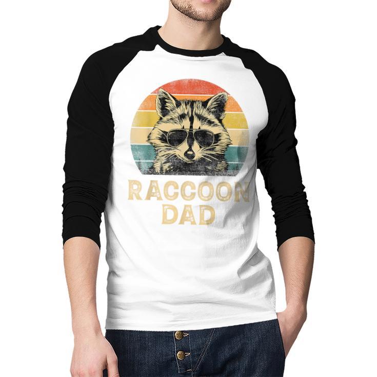 Vintage Raccoon Dad Raccoon Lovers Daddy Father's Day Men Baseball Raglan Shirt