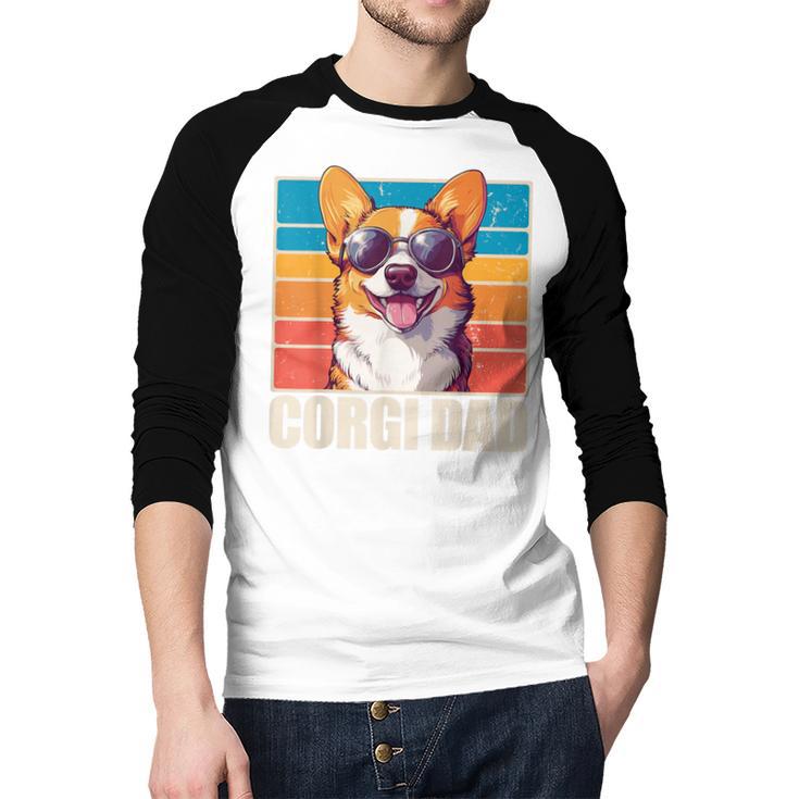 Welsh Corgi Pembroke Dog Corgi Dad -Adults Small Classic Fit Short Sleeve Cotton Polyester Blend Men Baseball Raglan Shirt