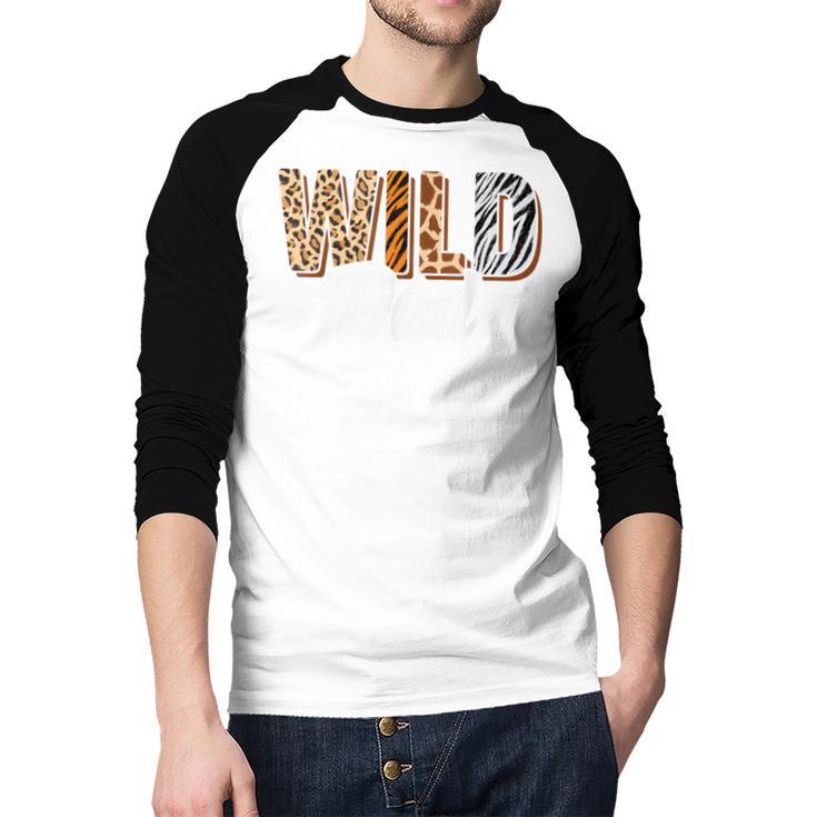 Wild Dad Zoo Born Two Be Wild B-Day Safari Jungle Animal Men Baseball Raglan Shirt