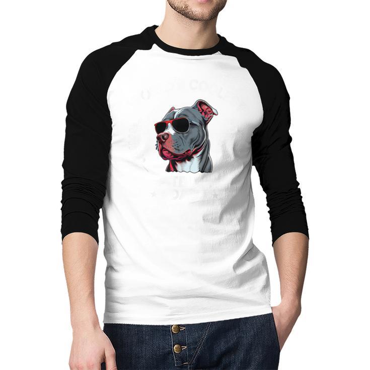 World's Coolest Dog Dad Papa Men Pitbull Men Baseball Raglan Shirt