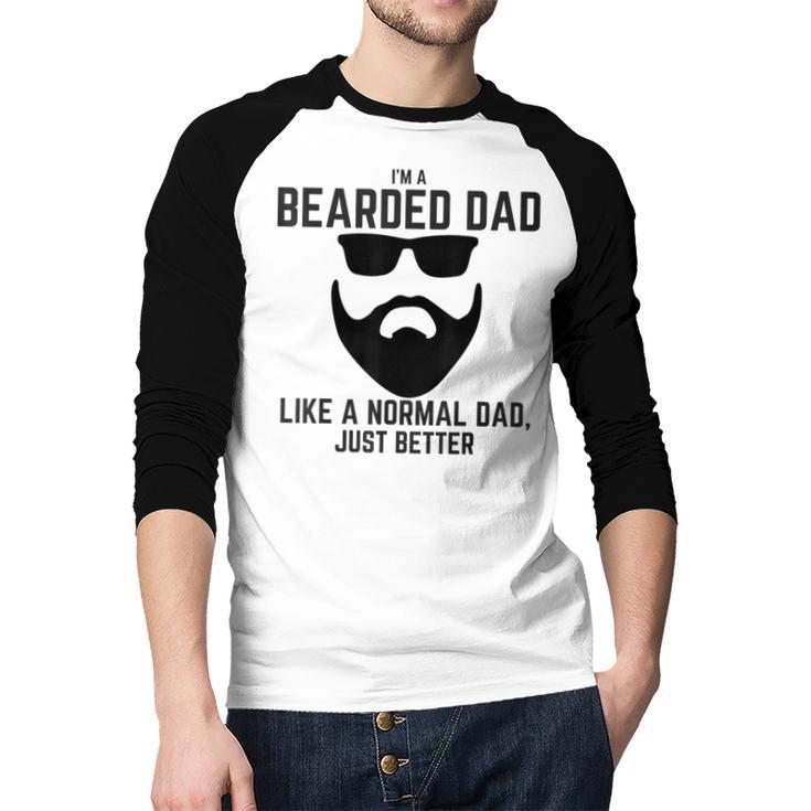 Bearded Dad Beard Humor Superhero Men Baseball Raglan Shirt