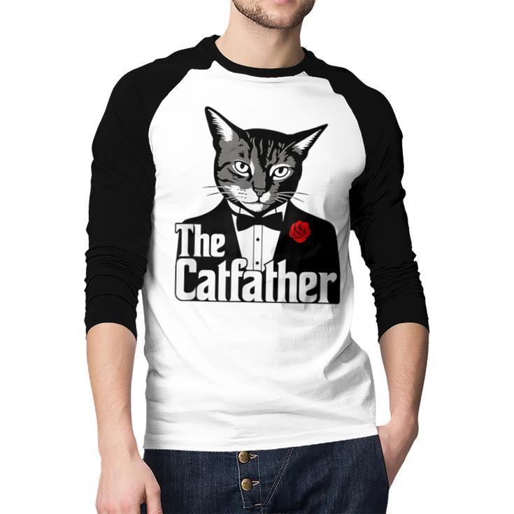 The Cat Father Cool Cat Dad Cat Lovers Men Baseball Raglan Shirt