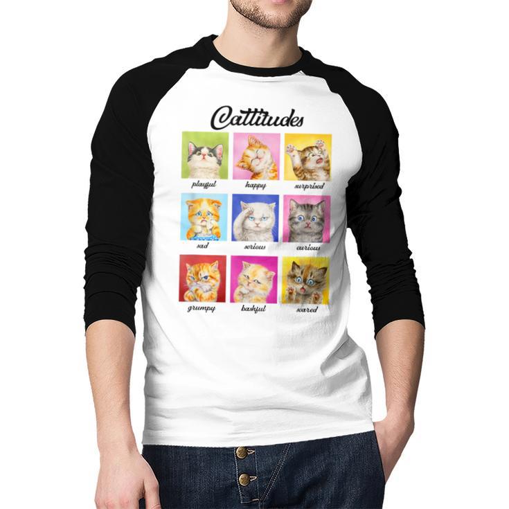 Cat Lover Cat Mom Cat Dad Crazy Cat Lady Cattitudes Men Baseball Raglan Shirt