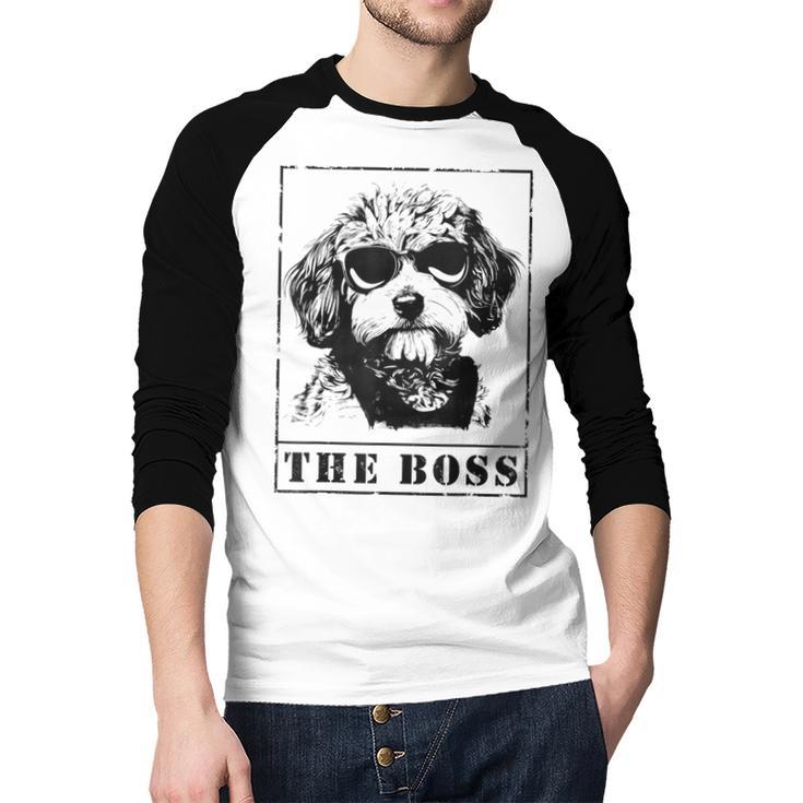 The Cavapoo Boss Mom Dad Dog Lover Men Baseball Raglan Shirt