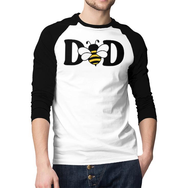 Dad Bee Cute Beekeeping 1st Birthday Matching Family Dada Men Baseball Raglan Shirt