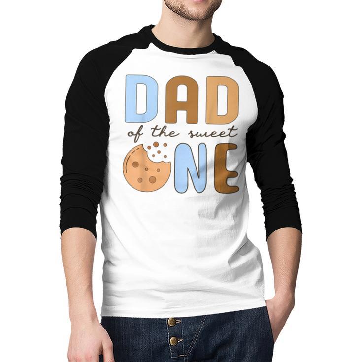 Dad Of The Sweet One Cookies And Milk 1st Birthday Party Men Baseball Raglan Shirt