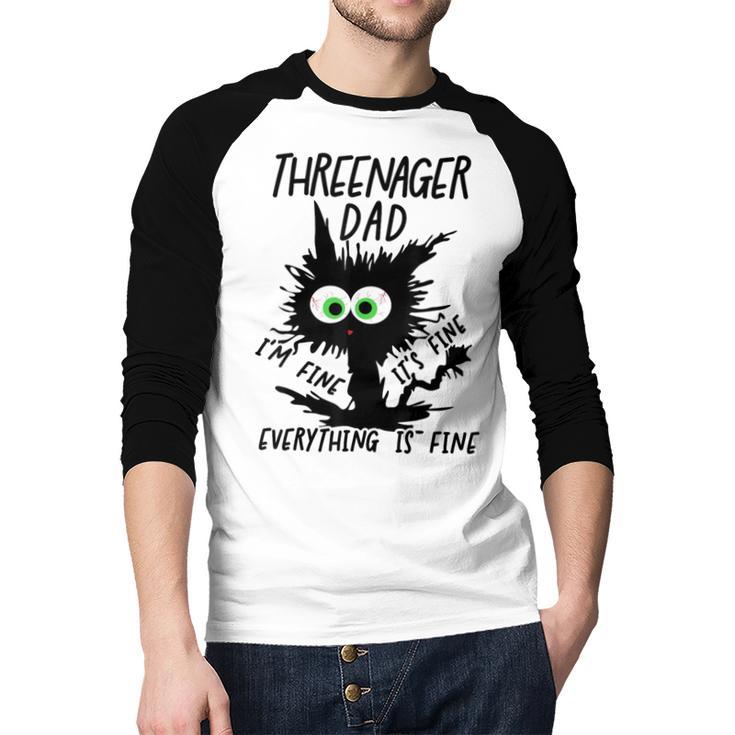 Dad Threenager Dad Daddy Of A Threenager Men Baseball Raglan Shirt