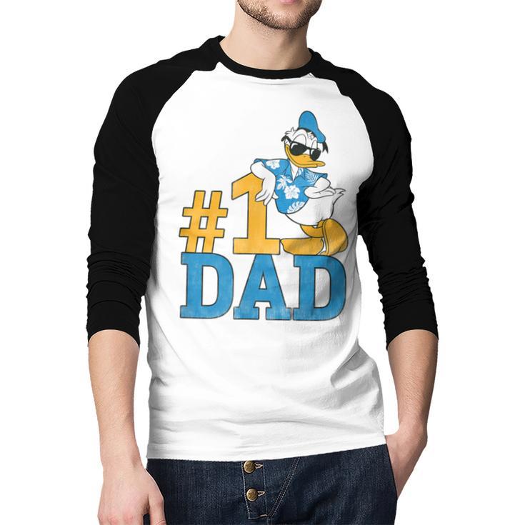 Disney Donald Duck Number One Dad Sunglasses Father's Day Men Baseball Raglan Shirt