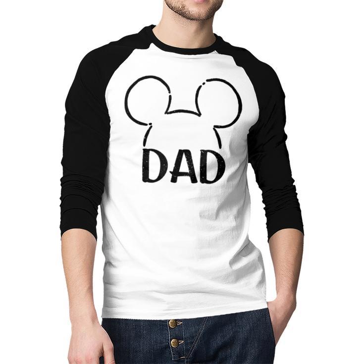 Disney Mickey And Friends Dad Mickey Ears Outline Logo Men Baseball Raglan Shirt