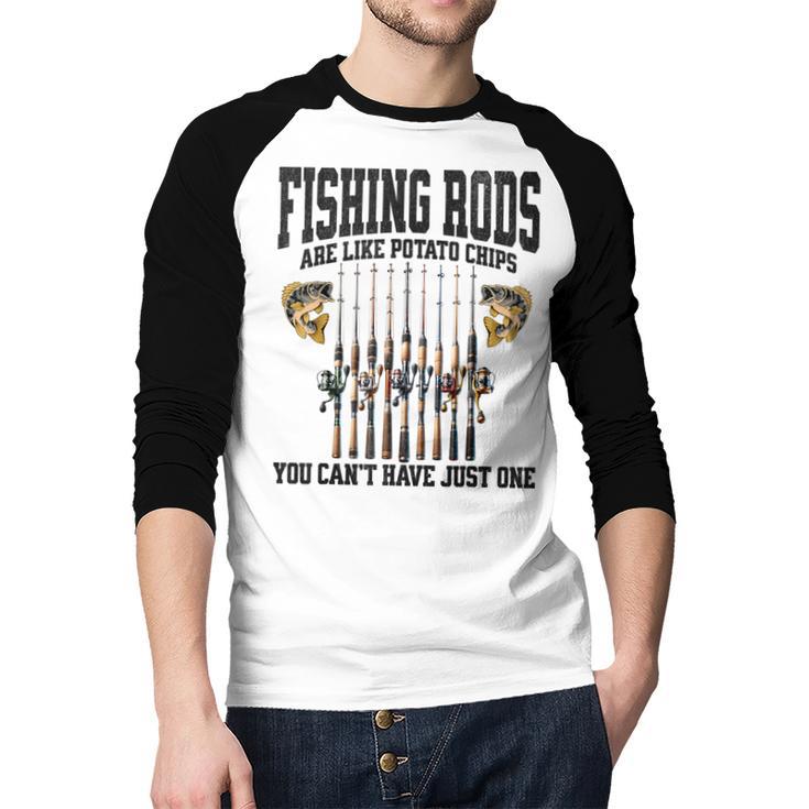 Fishing Tuna Bass Rod Fisherman Cool Dad Quote Men Baseball Raglan Shirt
